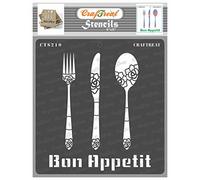 CrafTreat Reusable Kitchen Stencils for Wood Signs - Bon Appetit -6x6 Inch - DIY Art and Craft Stencils for Kitchen Walls - Kitchen Stencils for Painting on Wood, Canvas, Walls