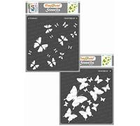 CrafTreat Reusable Layered Butterfly Stencils for Painting on Wood, Paper, Fabric, Floor, Wall and Tile - 2 Step Butterfly - 2 Pcs -6x6 Inch Each - DIY Art and Craft Stencils for Home Decor