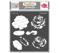 CrafTreat Reusable Layered Flower Stencils for Crafts Vintage - Layered Rose 3 - Size: 6X6 Inches - DIY Craft Layering Stencils for Painting on Concrete, Canvas, Fabric, Paper, Wood and Wall