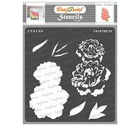 CrafTreat Reusable Layered Flower Stencils for Painting on Wood, Canvas, Paper, Fabric, Wall and Tile - 2 Step Peony - 6x6 Inch - DIY Art and Craft Stencils for Painting Flowers Peony Stencil