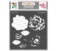 CrafTreat Reusable Layered Peony Flower Stencils for Painting on Wood, Wall, Tile, Canvas, Paper, Fabric and Floor - Layered Peony 2-6x6 Inch - DIY and Craft Stencils - Peony Stencils Painting