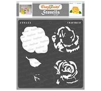 CrafTreat Reusable Layered Rose Flower Stencils for Painting on Wood, Wall, Tile, Canvas, Paper, Fabric and Floor - Layered Rose 2-6x6 Inch - DIY Art and Craft Stencils - Layered Rose Stencil