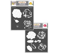 CrafTreat Reusable Layered Rose Stencils for Painting on Wood, Canvas, Paper, Fabric, Floor, Wall and Tile - Rose2 and Rose3-2 Pcs - 6x6 Inch Each - DIY Art and Craft Stencils - Layered Stencil