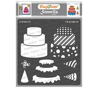 CrafTreat Reusable Layered Wedding Cake Stencils for Painting on Wood, Canvas, Paper, Fabric, Floor, Wall and Tile - 3 Tier Cake - 6x6 Inch - DIY Art and Craft Stencils Cake Stencils Set