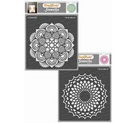 CrafTreat Reusable Lotus Mandala Stencils for Painting on Wood, Canvas, Paper, Fabric, Floor, Wall and Tile - Mandala and Lotus Mandala - 2 Pcs - 6x6 Inch Each - DIY Art and Craft Stencils