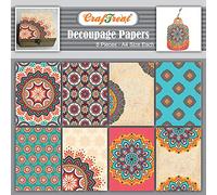 CrafTreat Reusable Mandala Decoupage Paper for Crafts - Mandala I and II - Size: A4-8 Pcs - Decoupage Paper for Wood, Furniture and Scrapbooking