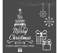 CrafTreat Reusable Merry Christmas Tree Stencils for Painting on Wood, Canvas, Paper, Fabric, Floor, Wall and Tile - Christmas Tree Wish - 6x6 Inch - DIY Art and Craft Stencils for Christmas