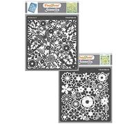 CrafTreat Reusable Mixed Media Stencils for Painting on Wood, Canvas, Paper, Fabric, Wall and Tile - Butterfly Delight and Brimming Blooms (2 Pcs) -6X6 Inch Each - DIY Art and Craft Stencils