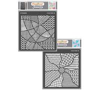 CrafTreat Reusable Mixed Media Stencils for Painting on Wood - Enclosed Patterns and Patterned Sun Rays - 2 Pcs - 6X6 Inch - Art Journal Stencils for Adults - Pattern Stencils for Drawing