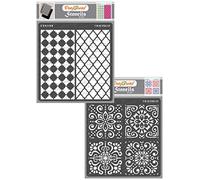 CrafTreat Reusable Moroccan Stencils for Furniture Painting - Moroccan Trellis and Moroccan Tiles (2 pcs)- Size: 6X6 Inches - Moroccan Stencil for Crafts Vintage - Moroccan Tile Stencil