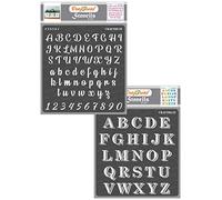 CrafTreat Reusable Number and Letter Stencils for Painting on Wood, Canvas, Paper, Fabric - Caps Alpha and Precious Alpha - 2 pcs - 6x6 Inch Each - DIY Craft Stencils for Letters and Numbers Set