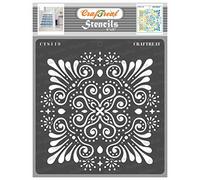 CrafTreat Reusable Ornate Stencils for Crafts Vintage - Ornate Background Stencil -6X6 Inch - Floruish Stencils for Furniture Painting - Mandala Flower Stencils for Painting
