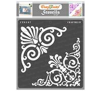 CrafTreat Reusable Ornate Stencils for Painting on Wood, Canvas, Paper, Fabric, Floor, Wall and Tile - Ornate Corners - 6x6 Inch - DIY Art and Craft Stencils - Corner Art Stencils