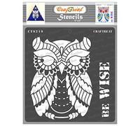 CrafTreat Reusable Owl Stencils for Painting on Wood, Wall, Canvas, Paper, Fabric, Floor & Tile - Be Wise Owl Wall Stencil 6x6 Inch DIY Art and Craft Home Decor
