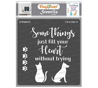 CrafTreat Reusable Quote Stencils for Crafts Vintage - Cat and Dog Stencil - Size: 6X6 Inches - Paw Print Stencil for Furniture Painting - Home Decor Stencils for Painting on Concrete, Canvas
