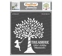 CrafTreat Reusable Quote Stencils for Painting on Wood, Canvas, Paper, Fabric, Floor, Wall and Tile - Life's Little Moments -12x12 Inch - Tree Stencils for Wood Signs - Tree Painting Stencils