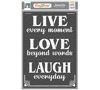 CrafTreat Reusable Quote Stencils for Painting on Wood, Canvas, Paper, Fabric, Floor, Wall and Tile - Live Love Laugh -A4 - DIY Art and Craft Stencils for Home Decor - Words Phrase Stencils