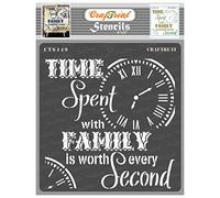 CrafTreat Reusable Quote Stencils for Painting on Wood, Canvas, Paper, Fabric, Floor, Wall and Tile - Time -6x6 Inch - DIY Art and Craft Stencils - Stencils for Painting on Wood