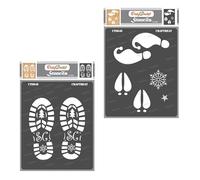 CrafTreat Reusable Santa Foot Stencil A4 Size 2Pcs - Elf Christmas Decoration, Santa Footsteps, Santa Claus Boot Stencil for Holiday Festive Home Décor