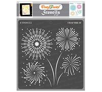 CrafTreat Reusable Stencils for Painting on Wood, Canvas, Paper, Fabric, Floor, Wall and Tile - Fireworks Stencil - 6x6 Inch - DIY Art and Craft Stencils for Home Decor - Firework Stencils Painting