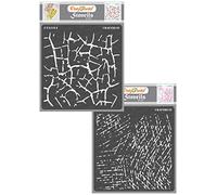 CrafTreat Reusable Texture Crackle Stencils for Painting on Wood, Canvas, Paper, Fabric, Floor, Wall and Tile - Crocodile Crackle and Scratches - 2 Pcs - 6x6 Inch Each - DIY Art and Craft Stencils
