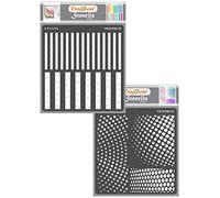 CrafTreat Reusable Texture Stencils for Painting on Wood, Canvas, Paper, Fabric, Floor, Wall and Tile - Stripes and Halftone Circles - 2 Pcs - 6x6 Inch Each - DIY Art and Craft Stencils
