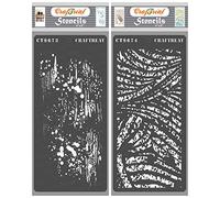 CrafTreat Reusable Texture Stencils for Painting on Wood Reuasble - Distressed Paint and Distressed Swirls - 2 Pcs - 4x8 Inch - Paint Splatter Stencil for Painting on Fabric