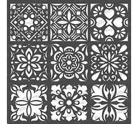 CrafTreat Reusable Tile Stencils and Templates for Painting on Wood - Mini Tiles -6x6 Inch - DIY Art and Craft Stencils for Tiles - Floor Tile Stencil - Mandala Tile Stencil