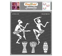 CrafTreat Reusable Tribal Stencils for Painting on Wood, Wall, Tile, Canvas, Paper, Fabric and Floor - Dance to The Beat - 6x6 Inch - DIY Art and Craft Stencils - Tribal Pattern Stencil