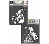 CrafTreat Reusable Tribal Stencils for Painting on Wood, Wall, Tile, Canvas, Paper, Fabric and Floor - Lonely Woman and Man - 2 Pcs - 6x6 Inch Each - DIY Art and Craft Stencils of African Women