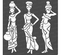 CrafTreat Reusable Tribal Stencils - Pose with Pot 2 - Size: 12x12 Inch - DIY Art & Craft Stencils for Painting on Wood, Walls, Canvas & More