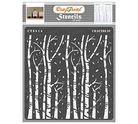 CrafTreat Reusable Wall Pattern Stencils for Painting on Wood, Wall, Tile, Canvas, Paper, Fabric and Floor - Autumn Trees Stencil - 12x12 Inch - DIY Art and Craft Stencils Pattern for Painting