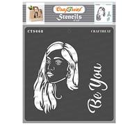 CrafTreat Reusable Women Face Stencils for Painting - Be You - 6X6 Inch - Girl Face Stencils for Canvas, Fabric & Wood