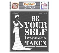 CrafTreat Reusable Word Stencils for Painting on Wood, Canvas, Paper, Fabric, Floor, Wall and Tile - Be Yourself - 6x6 Inch - DIY Art and Craft Stencils for Home Decor - Inspiring Women Quotes