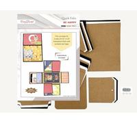 CrafTreat Scrapbook Blank Quick Folio - Be Happy - Black Kraft and White DIY Mini Album Kit for Photos, Journals, and Handmade Memory Book