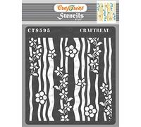 CrafTreat Stencils for Painting on Wood, Canvas, Paper, Fabric, Floor, Wall and Tile - Stripes and Flowers - 6x6 Inches - Reusable DIY Art and Craft Stencils - Flower Pattern Stencil Templates