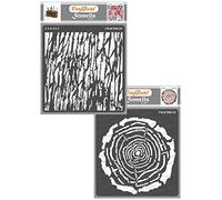 CrafTreat Texture Stencils for Furniture Painting Vintage - Tree Rings and Tree Bark (2Pcs) - Size: 6X6 Inches - Tree Bark Stencils for Crafts Reusable - Pattern Stencils for Painting on Concrete