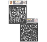 CrafTreat Texture Stencils - Wood Grain, Crinkle (15 cm x 15 cm) (2 Pieces) Reusable Stencils for Painting on Wood, Canvas, Paper, Fabric, Floor, Wall and Tiles DIY Art