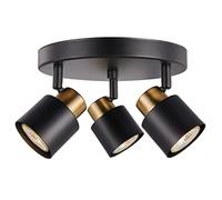 CRAFTRONOS 3 Light Track Lighting Kit, Matt Black Brass Finish Canopy with Moden Flush Mount Ceiling Spotlight for Kitchen,Dining,Living Room,Home Improvement