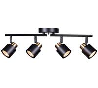 CRAFTRONOS 4 Light Track Lighting Kit, Matt Black Brass Finish Adjustable with Moden Flush Mount Ceiling Spotlight for Kitchen,Living Room,Home Improvement