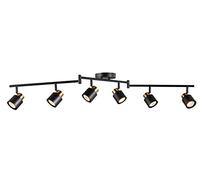 CRAFTRONOS 6 Light Foldable Track Lighting Kit, Matt Black Brass Finish Adjustable with Moden Flush Mount Ceiling Spotlight for Kitchen,Dining,Living Room,Home Improvement