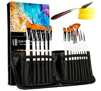 Crafts 4 All Acrylic Paint Brushes - Pack of 18 Professional, Wide and Fine Tip, Nylon Hair Artist Paintbrushes - Paintbrush Bulk Set for Watercolor, Canvas, Craft, Detail & Oil Painting