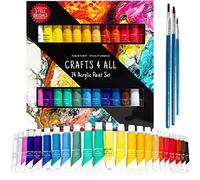 Crafts 4 ALL Acrylic Paint Set - 24 Acrylic Paints for Canvas, Wood, Ceramic, Fabric - Non-Toxic, Vibrant Pigments for Beginners and Professional Artists - Art Supplies Gifts for Youth and Adults