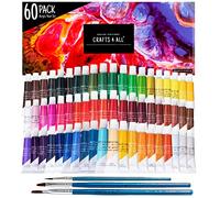 Crafts 4 ALL Acrylic Paint Set - 60 Paints for Canvas, Wood, Ceramic & Fabric - Non-Toxic, Vibrant Pigments for Beginners, Adults and Professional Artists - Art Supplies