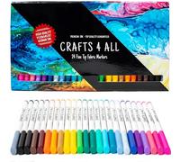 Crafts 4 ALL Fabric Pens for Clothes - Pack of 24 No Fade, Fabric Markers Permanent for Textile - No Bleed, Machine Washable Shoe Markers for Fabric Decorating - Laundry Marker, Erases Stains Easily