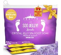 CRAFTS AND THE CITY Jelly Pedicure Packs - Foot Soak for Dry Cracked Feet Moisturizing Spa Pedi Bath Salts Soaking Gel to Relax Sore Feet, Lavender, Damascus Rose