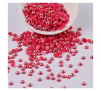 Crafts Faux Pearls, 3mm Acrylic Imitation Flatback Pearl Beads Multicolor 500pcs for Crafts DIY Jewelry Accessories(Red)