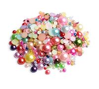 Crafts Faux Pearls, Acrylic Plastic Beads with Holes Multicolor 3-8mm Pack of 150-200 for Jewelry Making Craft YC0416(108)