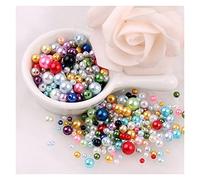 Crafts Faux Pearls, Mermaid Pearls Round ABS Imitation Pearl for DIY Jewelry Bracelet Craft Multicolor 3-8mm(Mix R)