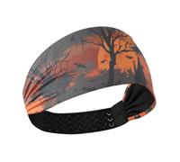Crafts Fog Design Halloween Orange Black Cooling thick headbands for women Elastic head for women for hiking Workouts make up basketball